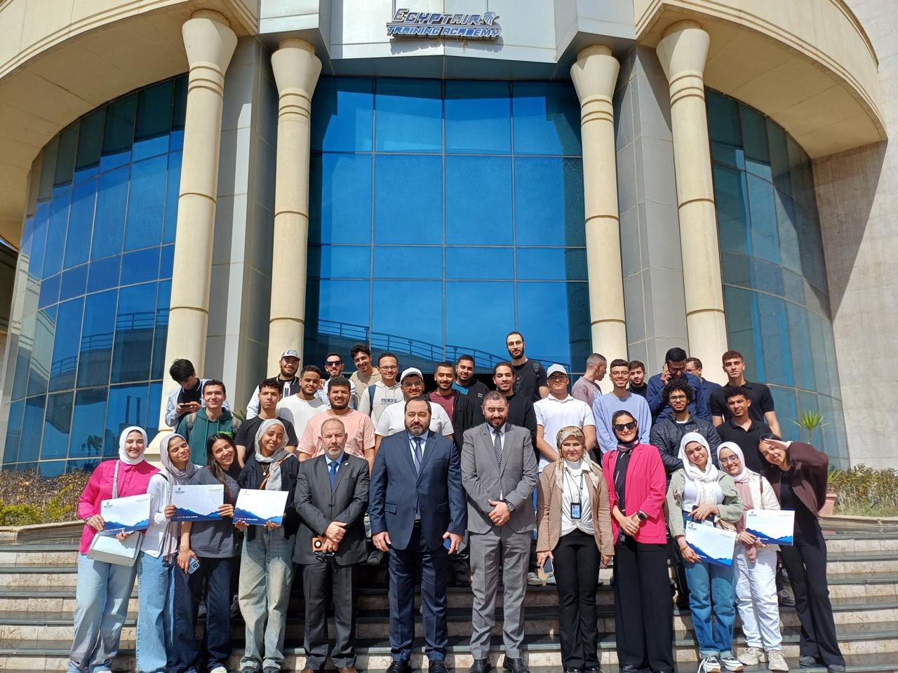 Nile University students on a field visit to EGYPTAIR TRAINING ACADEMY