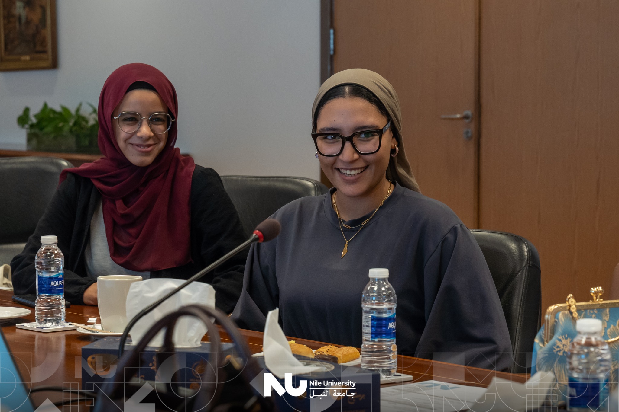The Office for International Affairs at Nile University was delighted to host Dr. Dina Rashed from the University of Chicago and Ms. Heba Iskander from Orascom Construction