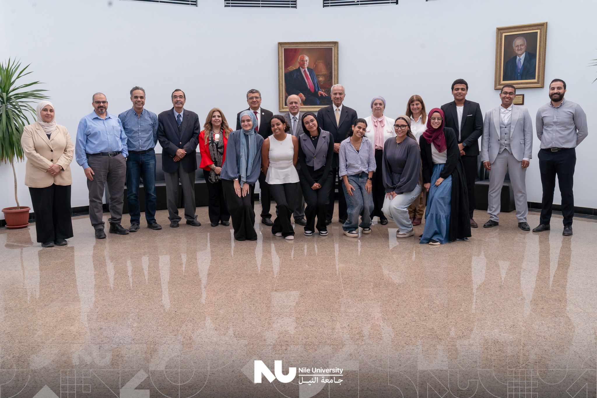 The Office for International Affairs at Nile University was delighted to host Dr. Dina Rashed from the University of Chicago and Ms. Heba Iskander from Orascom Construction