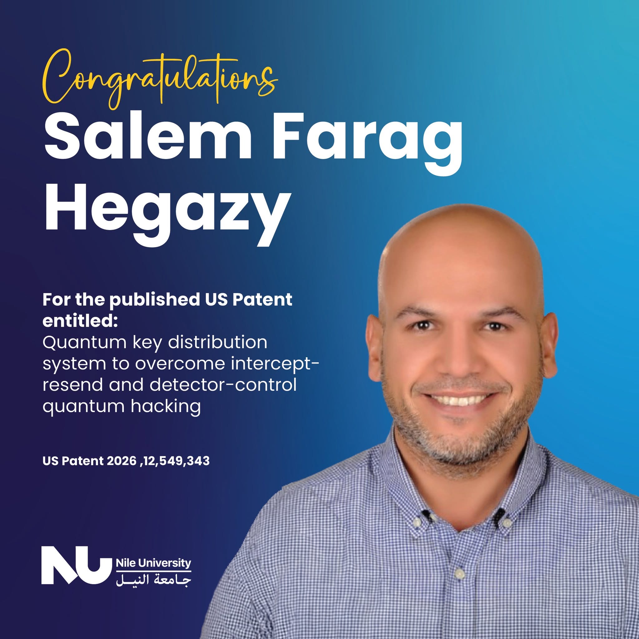 We proudly congratulate Dr. Salem Farag Hegazy on the publication of his United States Patent